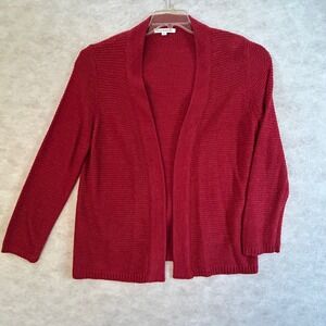 Mercer Street Studio XL Red Knit Cardigan Open Front Acrylic Warm Cozy